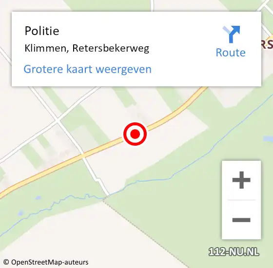 Locatie op kaart van de 112 melding: Politie Klimmen, Retersbekerweg op 6 augustus 2020 10:44