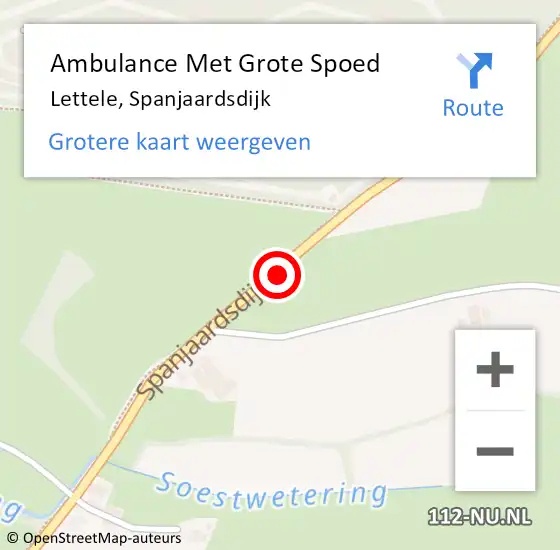 Locatie op kaart van de 112 melding: Ambulance Met Grote Spoed Naar Lettele, Spanjaardsdijk op 6 augustus 2020 11:12