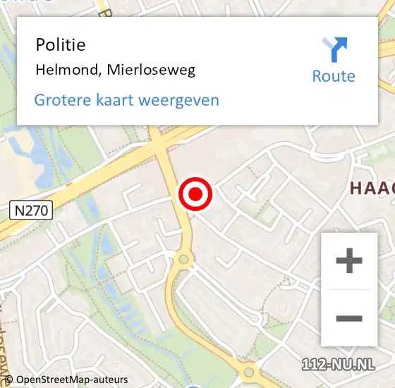 Locatie op kaart van de 112 melding: Politie Helmond, Mierloseweg op 6 augustus 2020 11:24