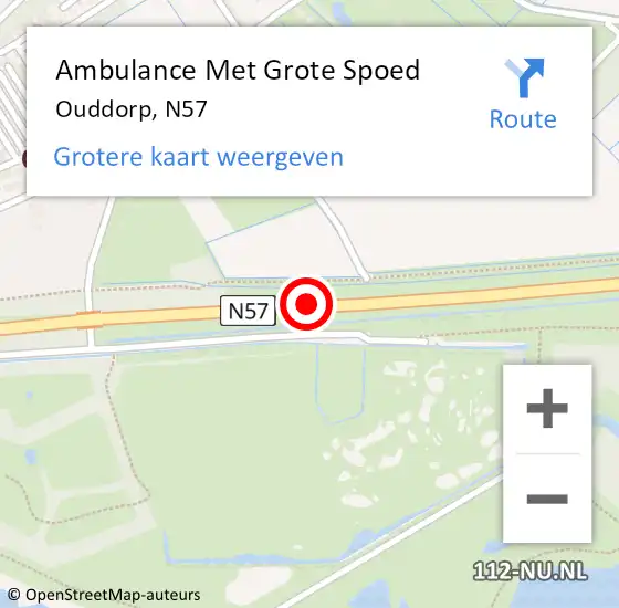 Locatie op kaart van de 112 melding: Ambulance Met Grote Spoed Naar Ouddorp, N57 op 6 augustus 2020 12:31