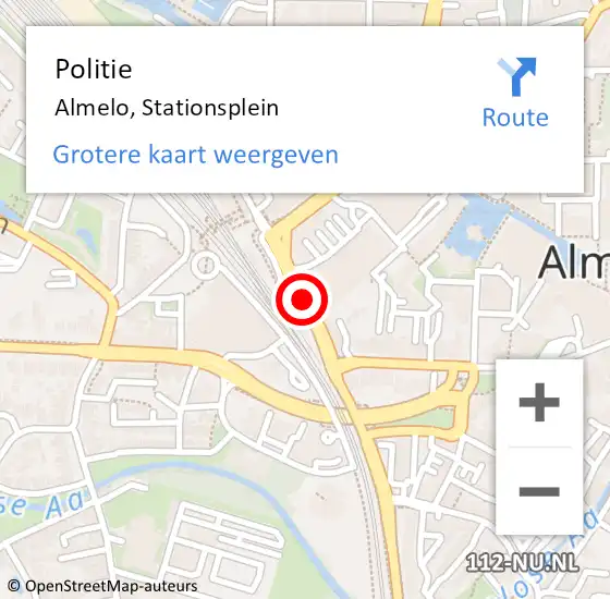 Locatie op kaart van de 112 melding: Politie Almelo, Stationsplein op 6 augustus 2020 12:36
