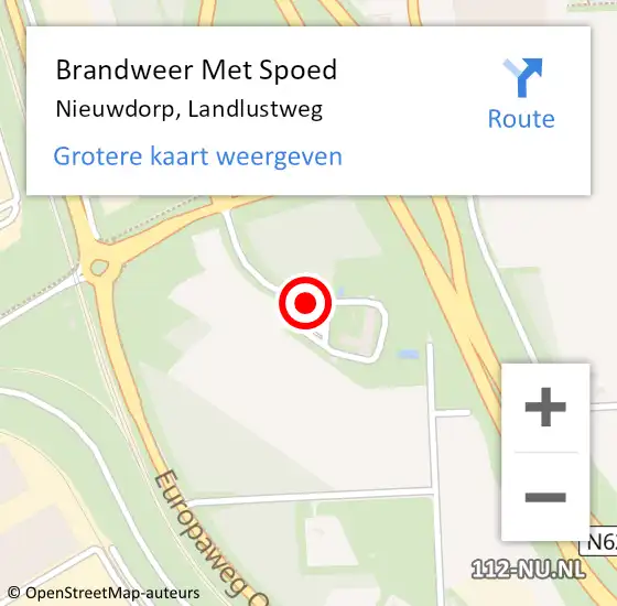 Locatie op kaart van de 112 melding: Brandweer Met Spoed Naar Nieuwdorp, Landlustweg op 6 augustus 2020 14:43
