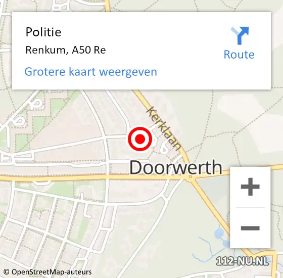 Locatie op kaart van de 112 melding: Politie Renkum, A50 Re op 6 augustus 2020 15:45