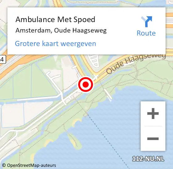 Locatie op kaart van de 112 melding: Ambulance Met Spoed Naar Amsterdam, Oude Haagseweg op 6 augustus 2020 16:32