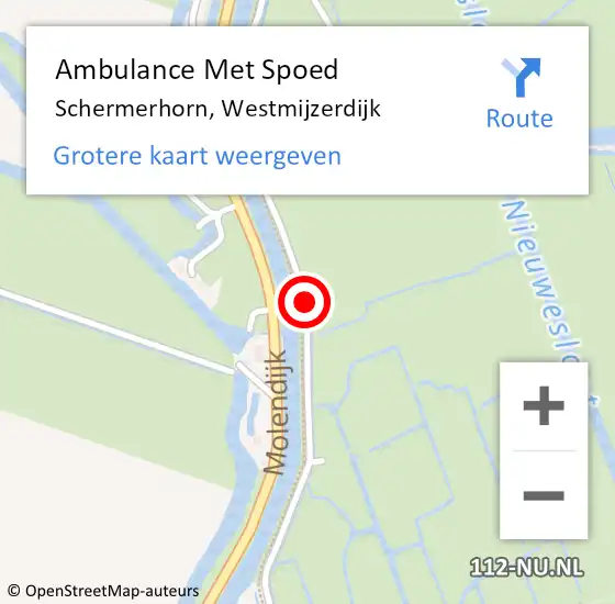 Locatie op kaart van de 112 melding: Ambulance Met Spoed Naar Schermerhorn, Westmijzerdijk op 6 augustus 2020 17:04