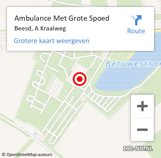 Locatie op kaart van de 112 melding: Ambulance Met Grote Spoed Naar Beesd, A Kraalweg op 6 augustus 2020 19:02