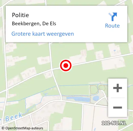 Locatie op kaart van de 112 melding: Politie Beekbergen, De Els op 6 augustus 2020 19:13