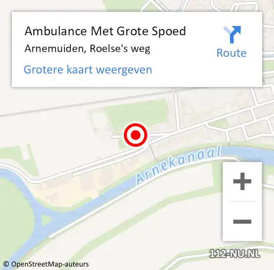 Locatie op kaart van de 112 melding: Ambulance Met Grote Spoed Naar Arnemuiden, Roelse's weg op 6 augustus 2020 20:24
