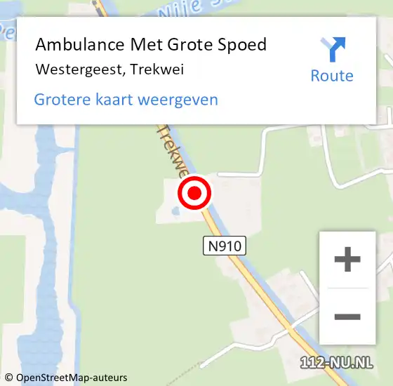 Locatie op kaart van de 112 melding: Ambulance Met Grote Spoed Naar Westergeest, Trekwei op 1 oktober 2013 22:24