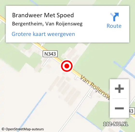 Locatie op kaart van de 112 melding: Brandweer Met Spoed Naar Bergentheim, Van Roijensweg op 7 augustus 2020 14:05