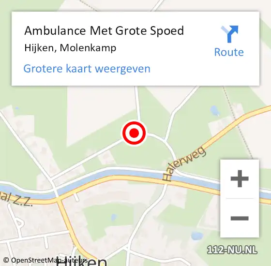 Locatie op kaart van de 112 melding: Ambulance Met Grote Spoed Naar Hijken, Molenkamp op 15 mei 2014 07:44