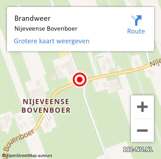 Locatie op kaart van de 112 melding: Brandweer Nijeveense Bovenboer op 7 augustus 2020 18:26