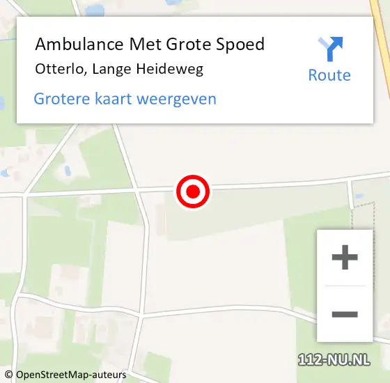 Locatie op kaart van de 112 melding: Ambulance Met Grote Spoed Naar Otterlo, Lange Heideweg op 7 augustus 2020 18:45