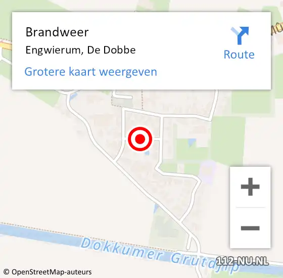 Locatie op kaart van de 112 melding: Brandweer Engwierum, De Dobbe op 8 augustus 2020 02:24