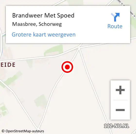Locatie op kaart van de 112 melding: Brandweer Met Spoed Naar Maasbree, Schorweg op 8 augustus 2020 07:47