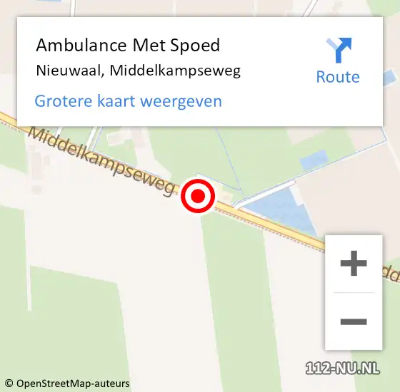 Locatie op kaart van de 112 melding: Ambulance Met Spoed Naar Nieuwaal, Middelkampseweg op 8 augustus 2020 10:57