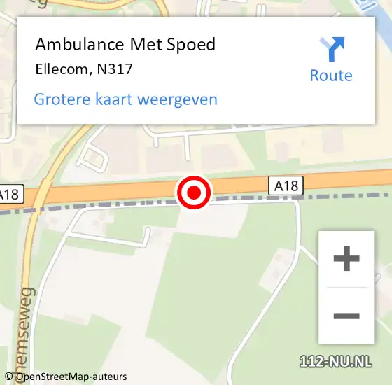 Locatie op kaart van de 112 melding: Ambulance Met Spoed Naar Ellecom, N317 op 8 augustus 2020 12:26