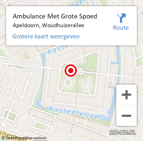 Locatie op kaart van de 112 melding: Ambulance Met Grote Spoed Naar Apeldoorn, Woudhuizerallee op 8 augustus 2020 14:14