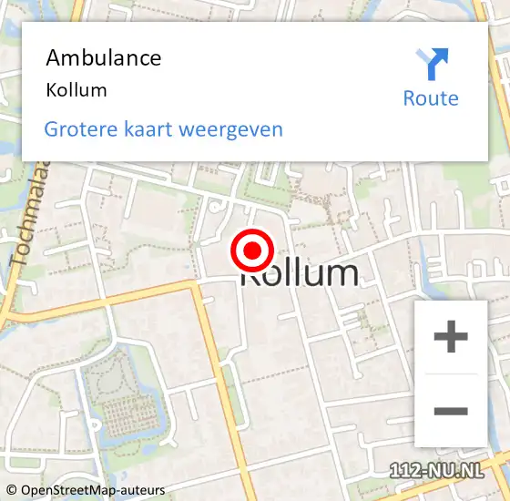Locatie op kaart van de 112 melding: Ambulance Kollum op 8 augustus 2020 14:48