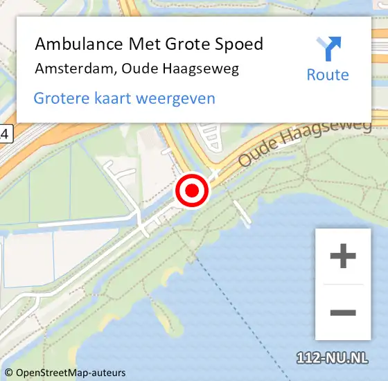 Locatie op kaart van de 112 melding: Ambulance Met Grote Spoed Naar Amsterdam, Oude Haagseweg op 8 augustus 2020 16:34