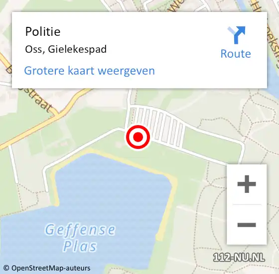 Locatie op kaart van de 112 melding: Politie Oss, Gielekespad op 8 augustus 2020 16:50