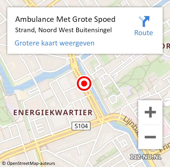 Locatie op kaart van de 112 melding: Ambulance Met Grote Spoed Naar Strand, Noord West Buitensingel op 8 augustus 2020 17:13