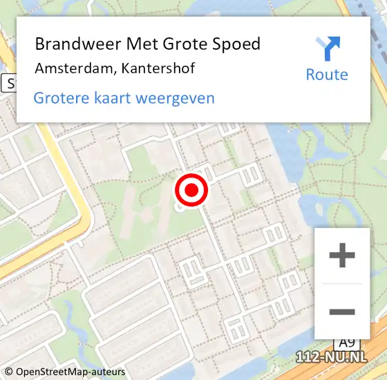 Locatie op kaart van de 112 melding: Brandweer Met Grote Spoed Naar Amsterdam, Kantershof op 8 augustus 2020 19:02