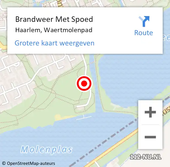 Locatie op kaart van de 112 melding: Brandweer Met Spoed Naar Haarlem, Waertmolenpad op 8 augustus 2020 19:05
