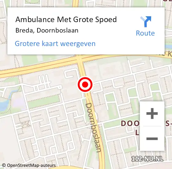 Locatie op kaart van de 112 melding: Ambulance Met Grote Spoed Naar Breda, Doornboslaan op 8 augustus 2020 19:28