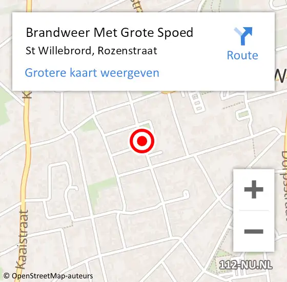 Locatie op kaart van de 112 melding: Brandweer Met Grote Spoed Naar St Willebrord, Rozenstraat op 8 augustus 2020 20:23
