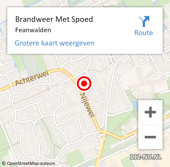 Locatie op kaart van de 112 melding: Brandweer Met Spoed Naar Feanwalden op 8 augustus 2020 22:01
