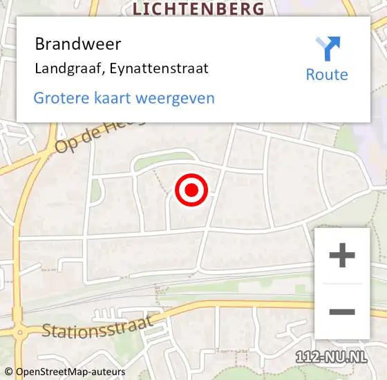 Locatie op kaart van de 112 melding: Brandweer Landgraaf, Eynattenstraat op 8 augustus 2020 23:09
