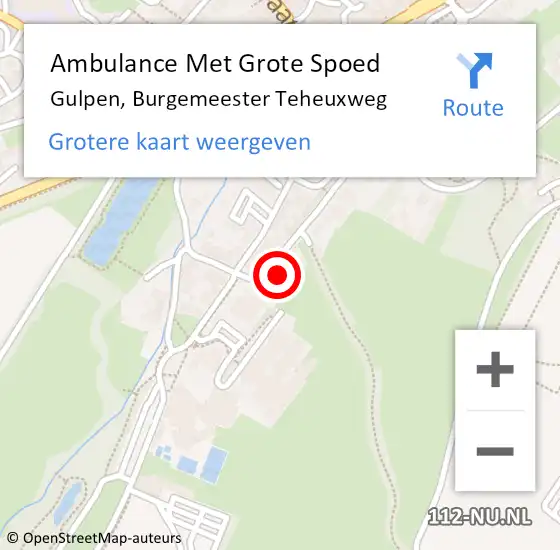 Locatie op kaart van de 112 melding: Ambulance Met Grote Spoed Naar Gulpen, Burgemeester Teheuxweg op 15 mei 2014 09:39