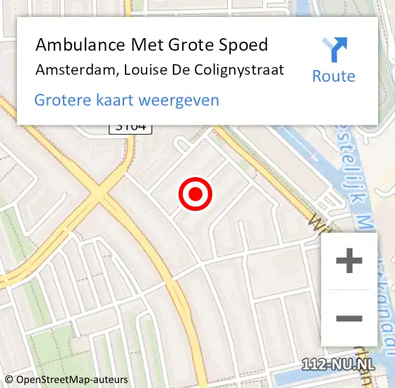 Locatie op kaart van de 112 melding: Ambulance Met Grote Spoed Naar Amsterdam, Louise De Colignystraat op 9 augustus 2020 16:44
