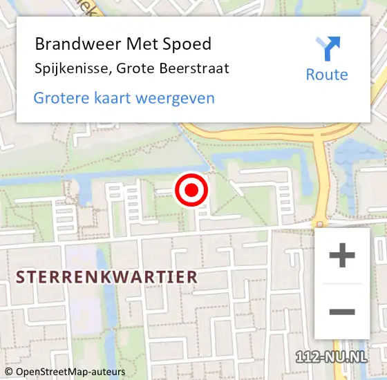 Locatie op kaart van de 112 melding: Brandweer Met Spoed Naar Spijkenisse, Grote Beerstraat op 10 augustus 2020 03:42