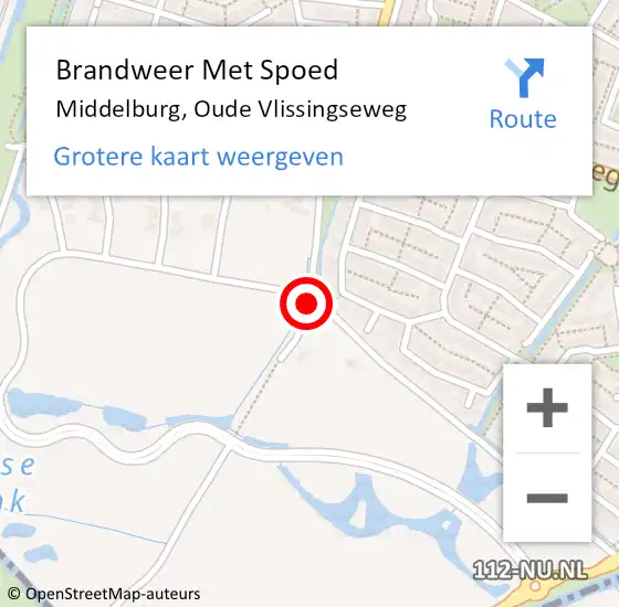 Locatie op kaart van de 112 melding: Brandweer Met Spoed Naar Middelburg, Oude Vlissingseweg op 10 augustus 2020 09:39