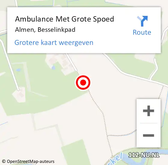 Locatie op kaart van de 112 melding: Ambulance Met Grote Spoed Naar Almen, Besselinkpad op 10 augustus 2020 12:22