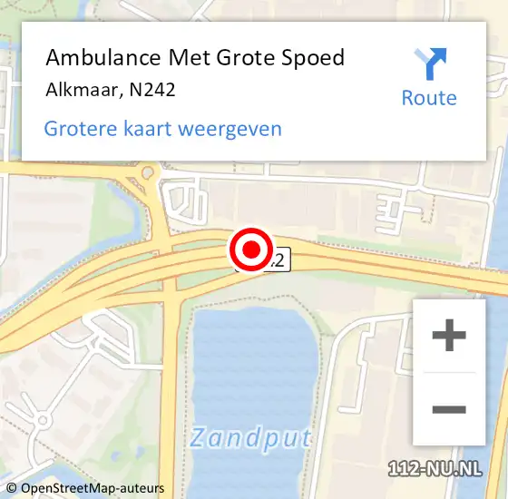 Locatie op kaart van de 112 melding: Ambulance Met Grote Spoed Naar Alkmaar, N242 op 10 augustus 2020 19:23