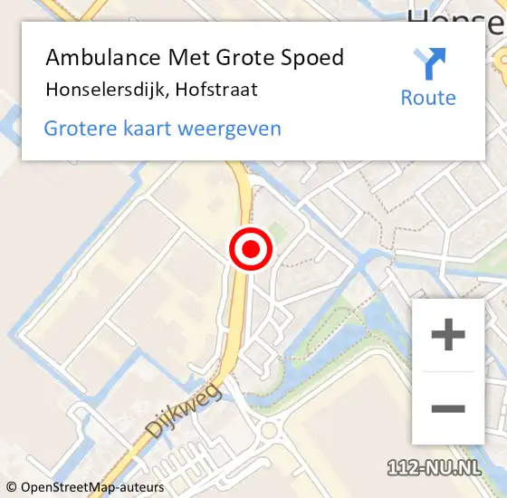 Locatie op kaart van de 112 melding: Ambulance Met Grote Spoed Naar Honselersdijk, Hofstraat op 10 augustus 2020 21:23