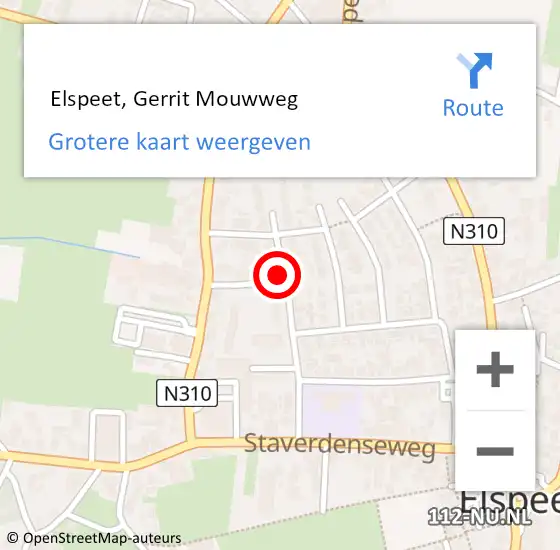 Locatie op kaart van de 112 melding:  Elspeet, Gerrit Mouwweg op 11 augustus 2020 11:13