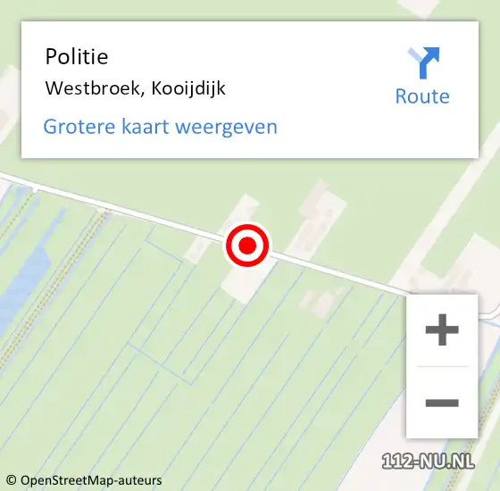 Locatie op kaart van de 112 melding: Politie Westbroek, Kooijdijk op 11 augustus 2020 16:48