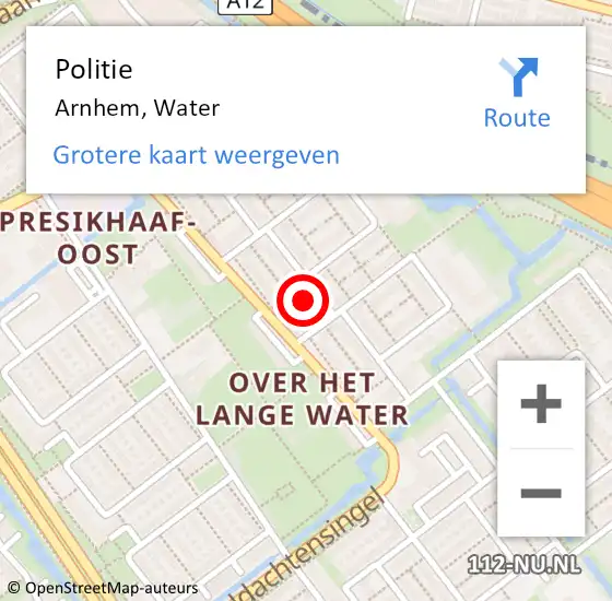 Locatie op kaart van de 112 melding: Politie Arnhem, Water op 12 augustus 2020 02:12