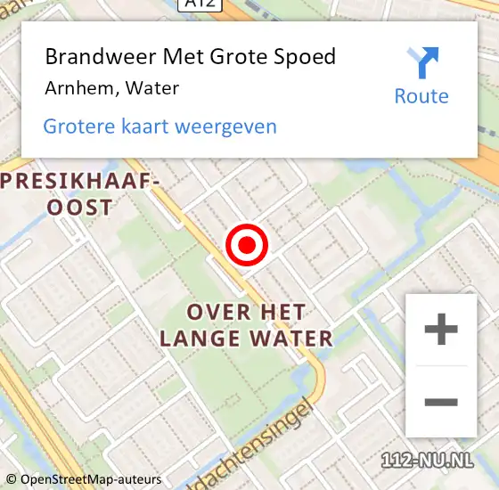 Locatie op kaart van de 112 melding: Brandweer Met Grote Spoed Naar Arnhem, Water op 12 augustus 2020 02:16