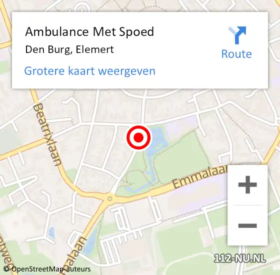 Locatie op kaart van de 112 melding: Ambulance Met Spoed Naar Den Burg, Elemert op 12 augustus 2020 03:03