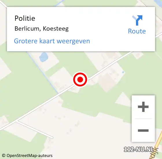 Locatie op kaart van de 112 melding: Politie Berlicum, Koesteeg op 12 augustus 2020 03:57