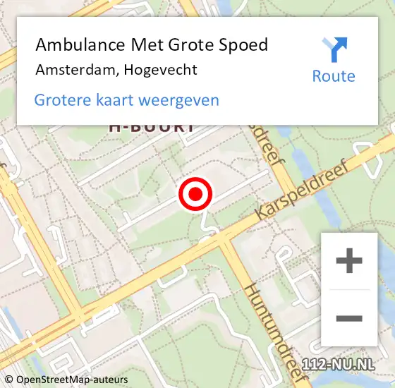 Locatie op kaart van de 112 melding: Ambulance Met Grote Spoed Naar Amsterdam, Hogevecht op 12 augustus 2020 04:55