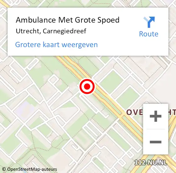 Locatie op kaart van de 112 melding: Ambulance Met Grote Spoed Naar Utrecht, Carnegiedreef op 12 augustus 2020 11:19