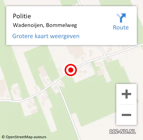 Locatie op kaart van de 112 melding: Politie Wadenoijen, Bommelweg op 12 augustus 2020 11:55