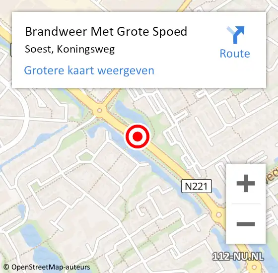 Locatie op kaart van de 112 melding: Brandweer Met Grote Spoed Naar Soest, Koningsweg op 12 augustus 2020 13:01