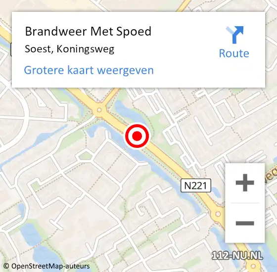 Locatie op kaart van de 112 melding: Brandweer Met Spoed Naar Soest, Koningsweg op 12 augustus 2020 13:13
